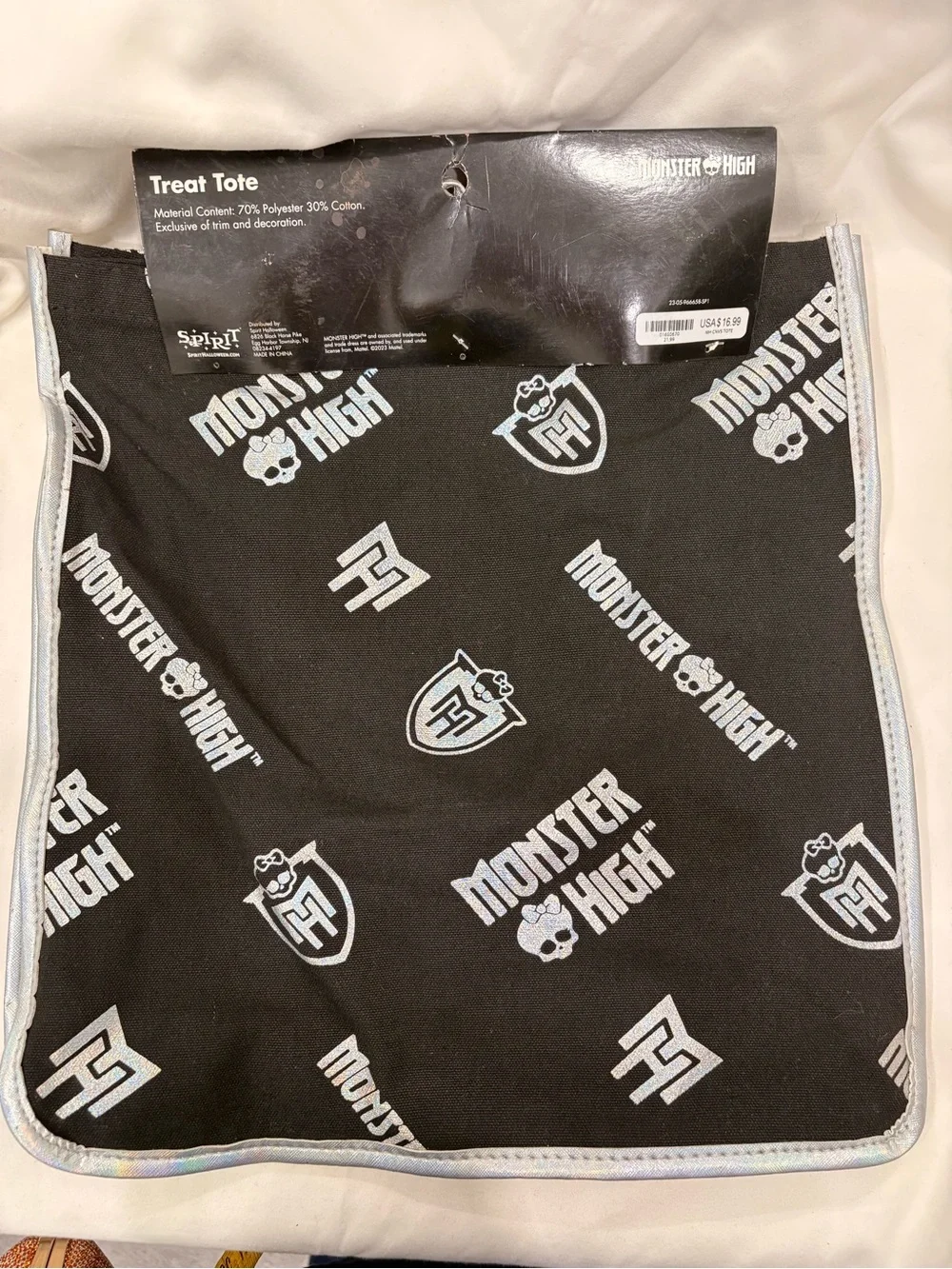 New Spirit Halloween Monster High Treat Tote/Reusable Canvas Bag